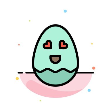 Yumurta, Mutlu, Paskalya Soyut Düz Renk Simgesi Şablon