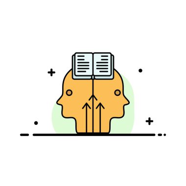 Zihin, Okuma, Programlama, Man İş Düz Çizgi Dolu Simge Vektör Banner Şablonu