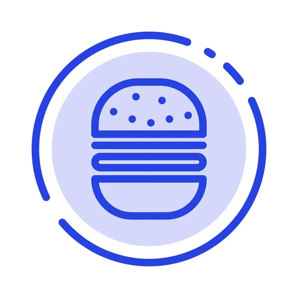 Burger, Fast food, Fast food Ligne bleue à pointillés Icône — Image vectorielle