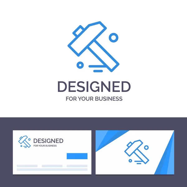 Δημιουργική επαγγελματική κάρτα και λογότυπο πρότυπο κατασκευή, σφυρί, T — Διανυσματικό Αρχείο