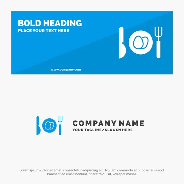 Diner, ei, Pasen Solid icon website banner en bedrijfs logo — Stockvector