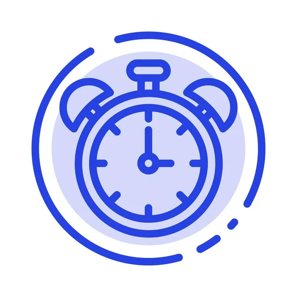 Réveil, Horloge, Éducation, Ligne à pointillés bleu temps Icône — Image vectorielle