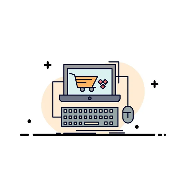 Cart, online, shop, store, game Flat Color Icon Vector — Stock Vector