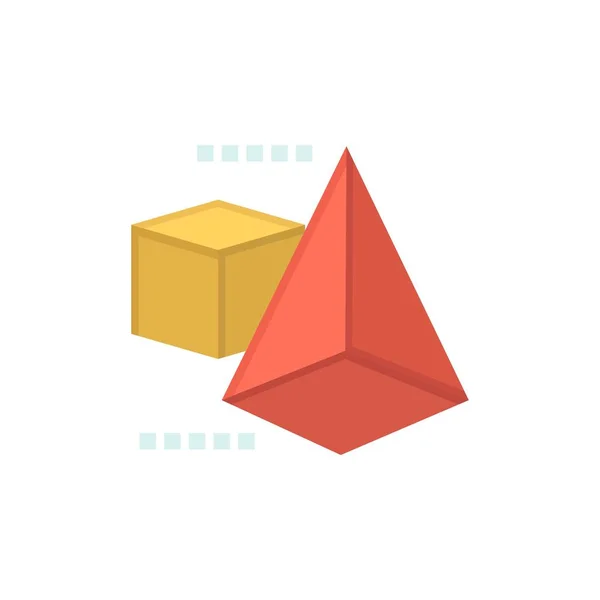 3dModel, 3d, caixa, ícone de cor plana triangular. Banner do ícone do vetor — Vetor de Stock