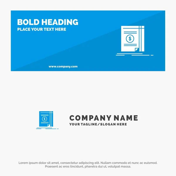 Boek Cash Geld Roman Solid Icon Website Banner Business Logo — Stockvector