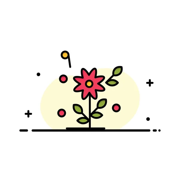 花, 爱, 心, 婚礼商业标志模板.平面颜色 — 图库矢量图片