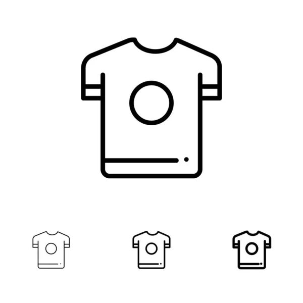 Camisa, Camisa, Desporto, Primavera negrito e fino conjunto de ícones de linha preta — Vetor de Stock