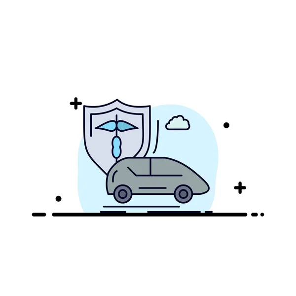 Auto, mano, assicurazione, trasporto, sicurezza Flat Color Icon Vector — Vettoriale Stock