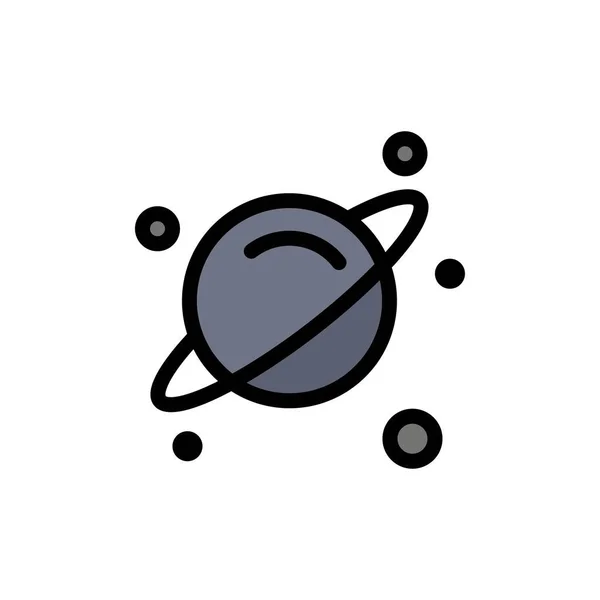 Planet, Science, Space Flat Color Icon. Vector ícone banner Temp — Vetor de Stock