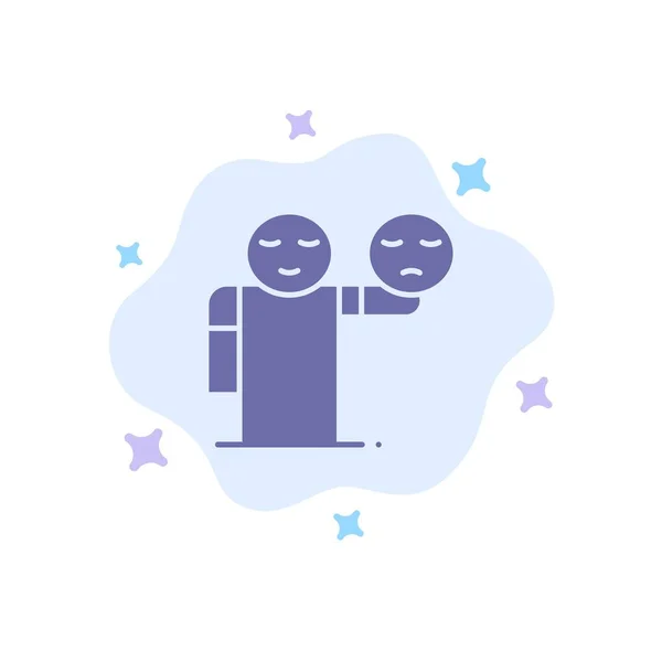 Man, hand, emojis, gezondheidszorg blauw pictogram op abstracte Cloud backgr — Stockvector