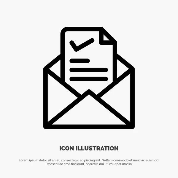 Mail, Email, Job, Tick, Good Line Icon Vector — Stock Vector