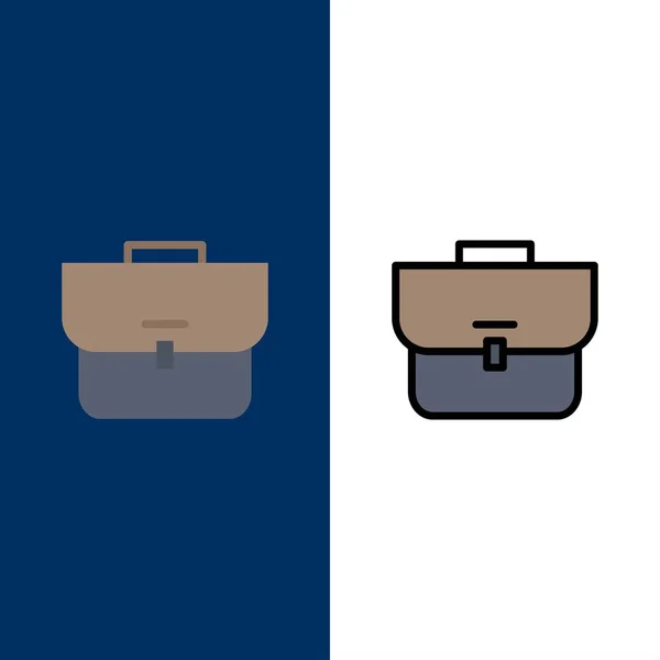 Sac, valise, valise, icônes de sac de travail. Icône remplie de plat et de ligne S — Image vectorielle