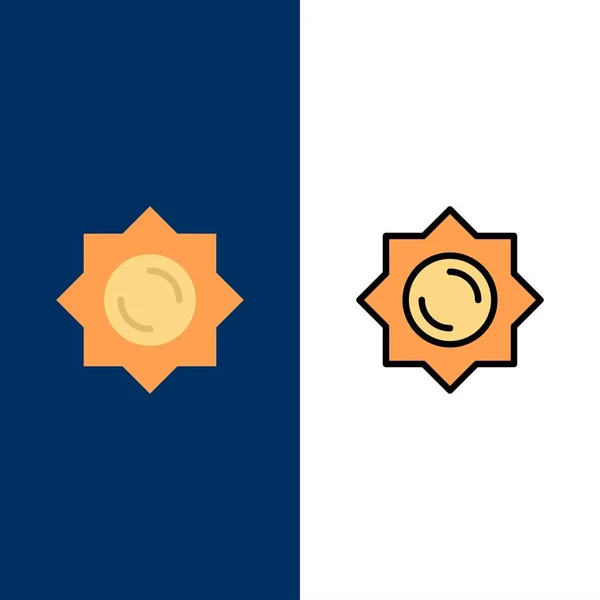 Sol, sol, Grecia Iconos. Conjunto de iconos rellenos planos y de línea Vect — Archivo Imágenes Vectoriales