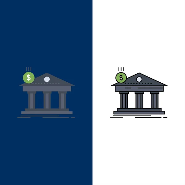 建筑， 银行， 银行， 建筑， 联邦平面颜色图标 V — 图库矢量图片