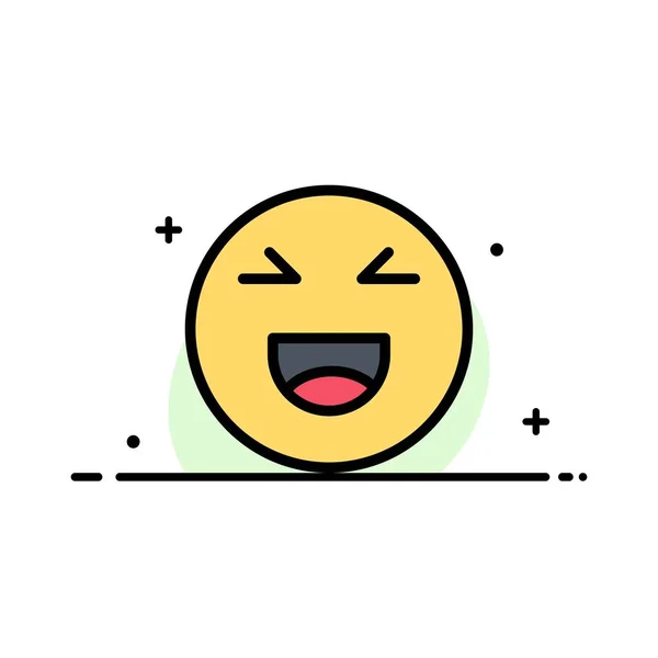 Konverzace, Emojis, úsměv, Happy Business plochý řádek vyplněný ikona — Stockový vektor