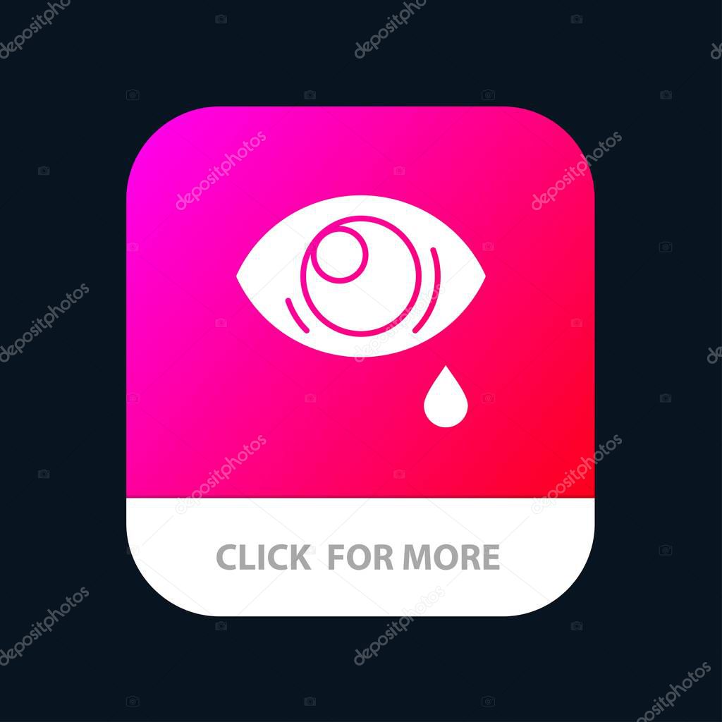 Eye, Droop, Eye, Sad Mobile App Button. Android and IOS Glyph Ve