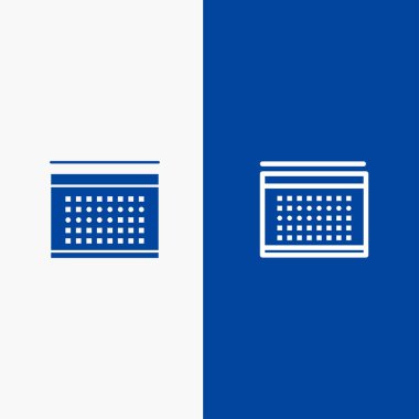 Takvim, tatil, tarih, tatiller çizgi ve glif katı simgesi Blu