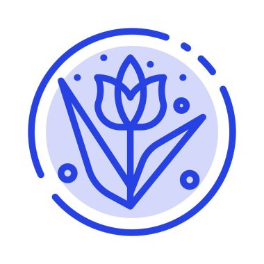 Dekorasyon, Paskalya, Çiçek, Bitki Mavi Noktalı Çizgi Hattı Simgesi