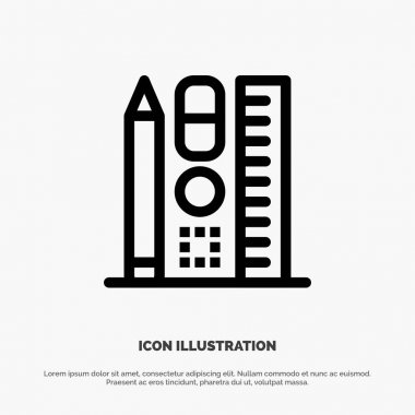 Kalem, Ölçek, Eğitim, Online Vektör Hattı Simgesi