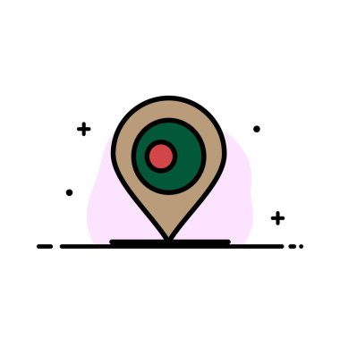 Yer, Harita, Bangladeş İş Düz Hat Dolu Simge Vektör