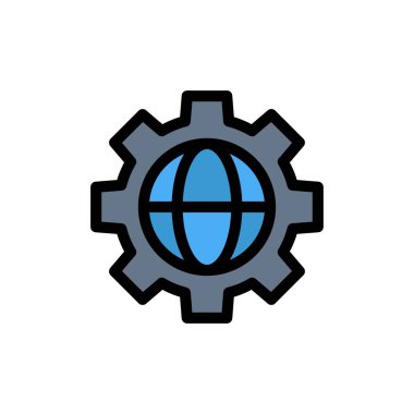 Dişli, Ayar, Küre Düz Renk Simgesi. Vektör simgesi afiş Templa