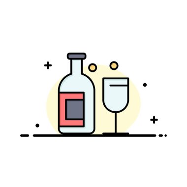 Alkol, Bar, İçki, Viski ve Logo Şablonu. Düz Renk