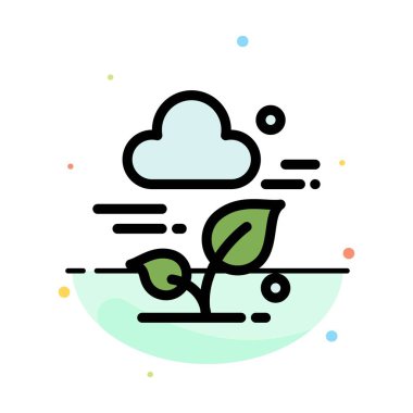 Bitki, Bulut, Yaprak, Teknoloji Soyut Düz Renk Simgesi Şablonu