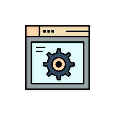 Web, Ayar, Dişli, Internet Düz Renk Simgesi. Vektör simgesi banne