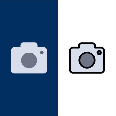 Twitter, Resim, Resim, Kamera Simgeleri. Düz ve Hat Dolgulu Ico