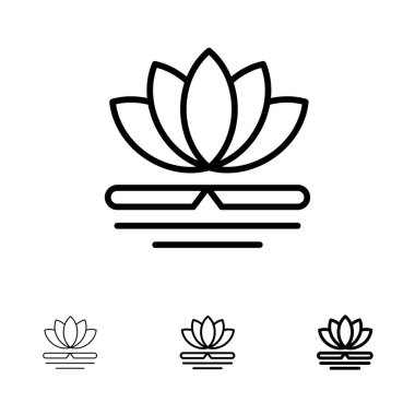 Çiçek, Spa, Masaj, Çin Kalın ve ince siyah çizgi simgesi