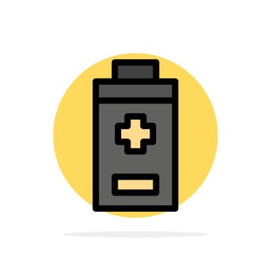 Pil, Eksi, Artı Soyut Daire Arka Plan Düz renk Simgesi