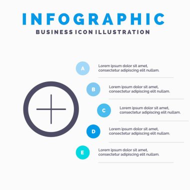 Arayüz, Plus, Kullanıcı Katı Simge Infographics 5 Adımlar Presentati