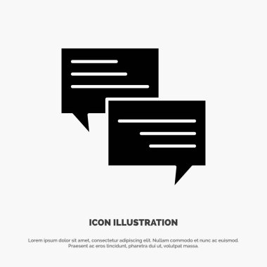 Sms, Mesaj, Popup, Bubble, Sohbet katı Glyph Icon vektör