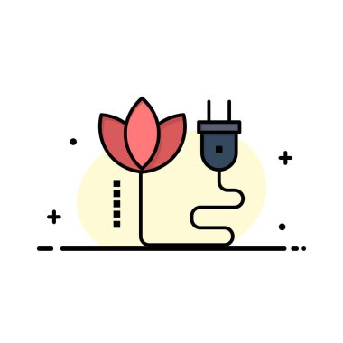 Biyokütle, Enerji, Kablo, Plug Business Flat Line Dolu Simge Vec