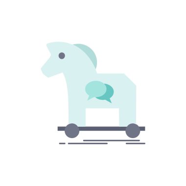 Siber suç, at, internet, Trojan, virüs düz renk simgesi vecto