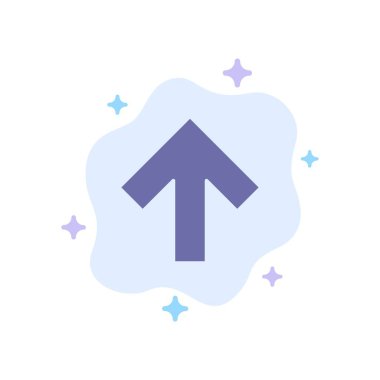 Soyut Bulut Arka Planında Ok, Yukarı, İleri Mavi Simge