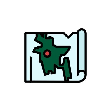 Bangladeş, Harita, Dünya, Bangladeş Düz Renk Simgesi. Vektör simgesi yasağı