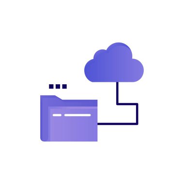 Bulut, klasör, depolama, dosya düz renk simgesi. Vektör simgesi banne