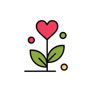 Aşk, Çiçek, Düğün, Kalp Düz Renk Simgesi. Vektör simgesi banne