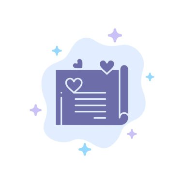 Aşk mektubu, düğün kartı, çift öneri, aşk mavi Icon AB