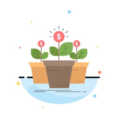 büyüme, para, bitki, pot, ağaç Düz Renk Simge Vektör