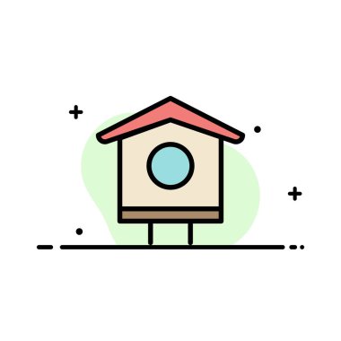 Ev, Kuş, Kuşevi, Bahar İş Düz Hat Dolu Simge V