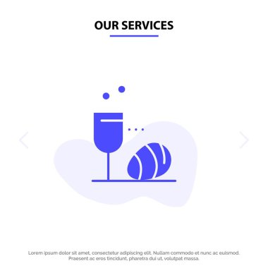 Hizmetlerimiz Cam, Yumurta, Paskalya, İçecek Katı Glyph Icon Web kartı