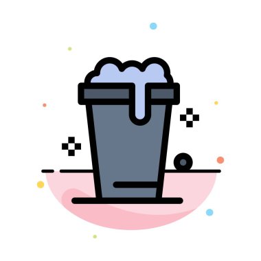 Cam, Çorba, Yıkama, Temizlik Soyut Düz Renk Simgesi Şablonu