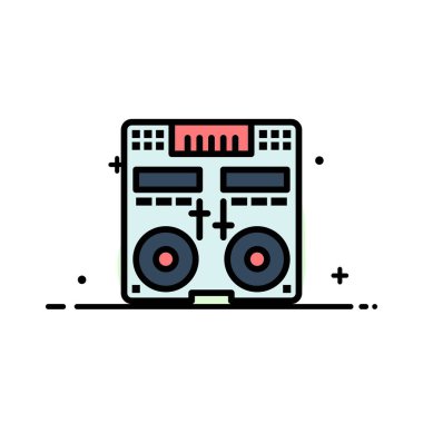 Cd, Konsol, Güverte, Mikser, Müzik İş Düz Hat Dolu Simge 
