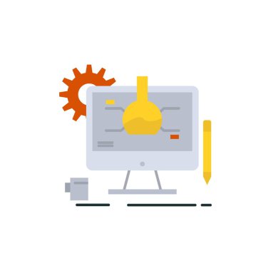 Kimyasal, deney, It, teknoloji düz renk simgesi. Vector IC