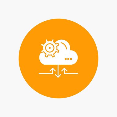 Bulut, Ayar, Dişli, Ok beyaz glyph simgesi