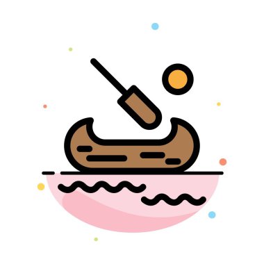 Tekne, Kayak, Kanada Soyut Düz Renk Simgesi Şablonu