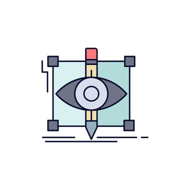 tasarım, taslak, çizim, çizim, görsel Düz Renk Simgesi Vektör