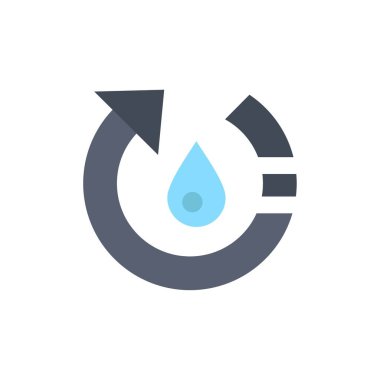 Damla, Ekoloji, Çevre, Doğa, Düz Renk Simgesi Geri Dönüşüm. Ve